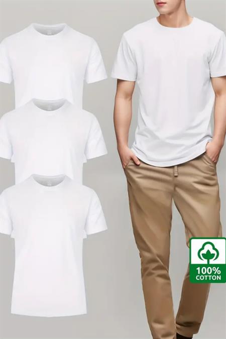 Pembe Bebe Mavi Sarı 3lü Basic Bisiklet Yaka T-shirt