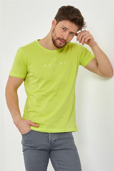 Erkek Krem Relax Baskılı Slim Fit T-shirt-rlxtsr26s