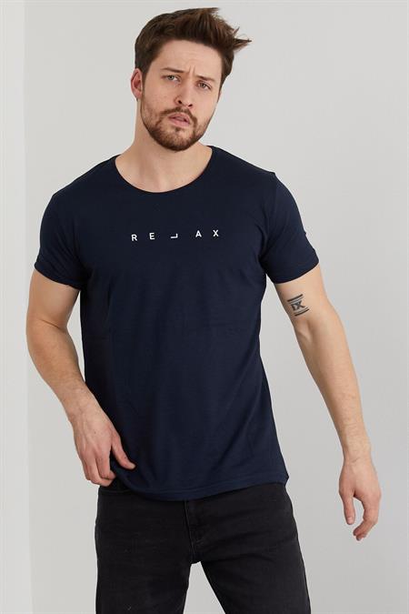 Erkek Krem Relax Baskılı Slim Fit T-shirt-rlxtsr26s