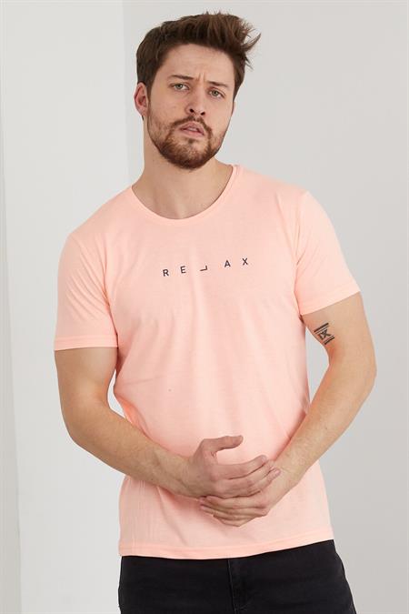Erkek Krem Relax Baskılı Slim Fit T-shirt-rlxtsr26s