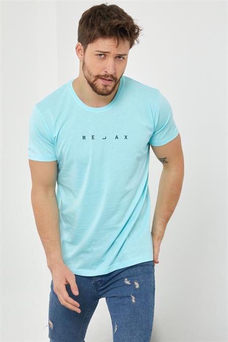 Erkek Krem Relax Baskılı Slim Fit T-shirt-rlxtsr26s