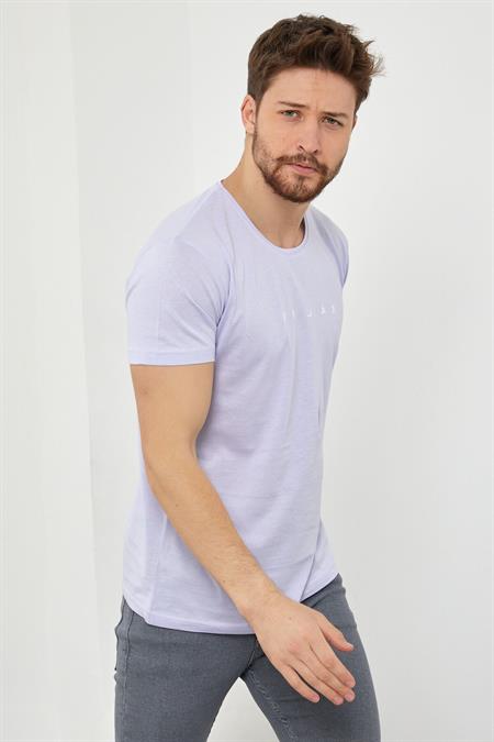 Erkek Krem Relax Baskılı Slim Fit T-shirt-rlxtsr26s