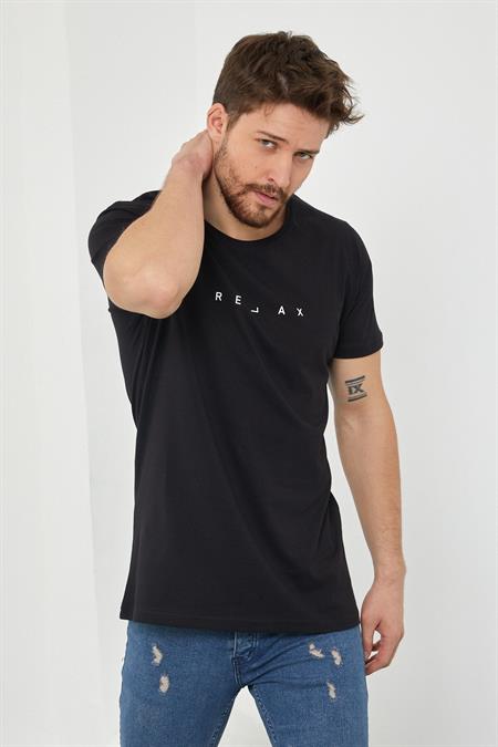 Erkek Krem Relax Baskılı Slim Fit T-shirt-rlxtsr26s