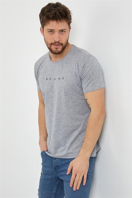 Erkek Krem Relax Baskılı Slim Fit T-shirt-rlxtsr26s