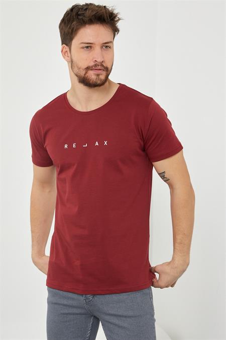 Erkek Krem Relax Baskılı Slim Fit T-shirt-rlxtsr26s