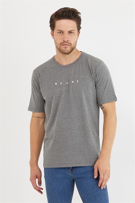 Erkek Krem Relax Baskılı Slim Fit T-shirt-rlxtsr26s
