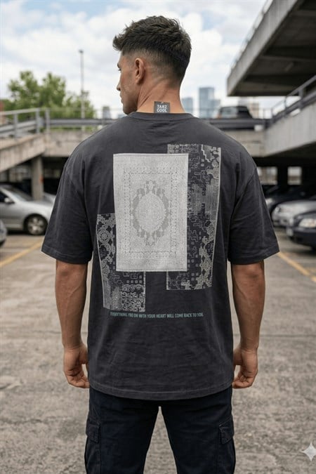 Oversize Erkek Tişört Baskılı Pamuklu Rahat Kesim Streetwear Yazlık Basic T-Shirt