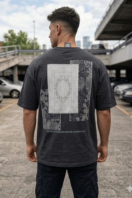 Oversize Erkek Tişört Baskılı Pamuklu Rahat Kesim Streetwear Yazlık Basic T-Shirt