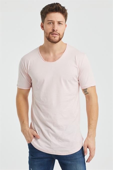 Erkek Koyu Pembe Salaş T-shirt- Tcpsr15s