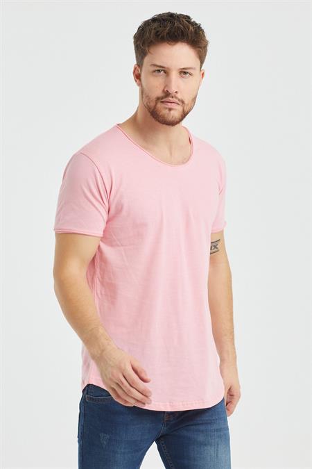 Erkek Koyu Pembe Salaş T-shirt- Tcpsr15s