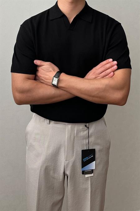 Erkek Kırık Beyaz Patlı Kısa Kollu Polo Yaka Triko T-Shirt