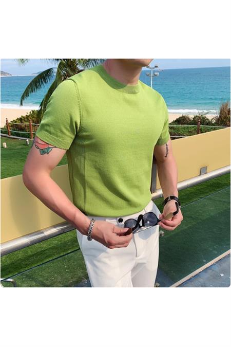 Bisiklet Yaka Triko T-Shirt