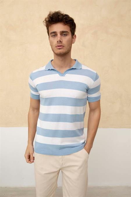 Renk Bloklu Polo Yaka Triko T-Shirt