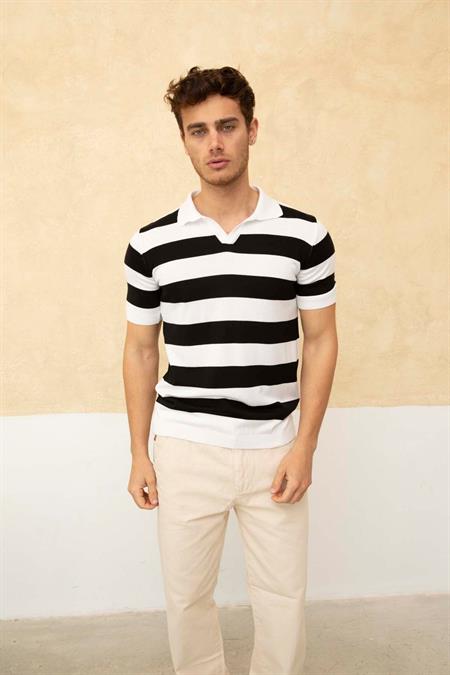 Renk Bloklu Polo Yaka Triko T-Shirt