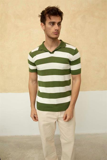 Renk Bloklu Polo Yaka Triko T-Shirt