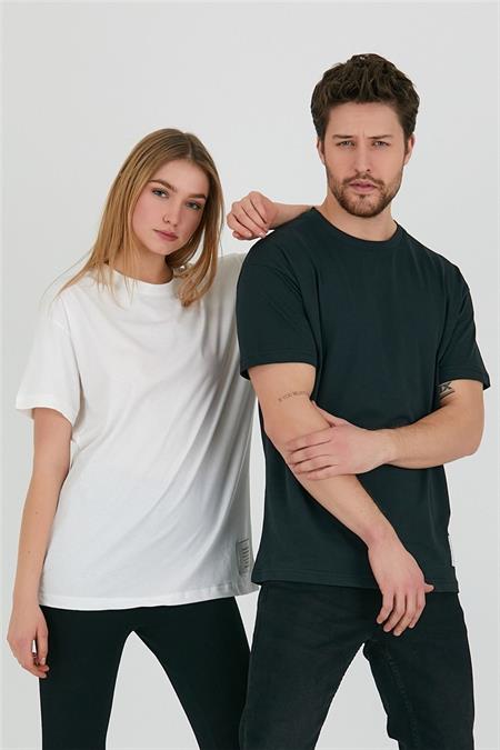 Beyaz Unisex Relaxed Fit Tshirt-unovrtstr01s