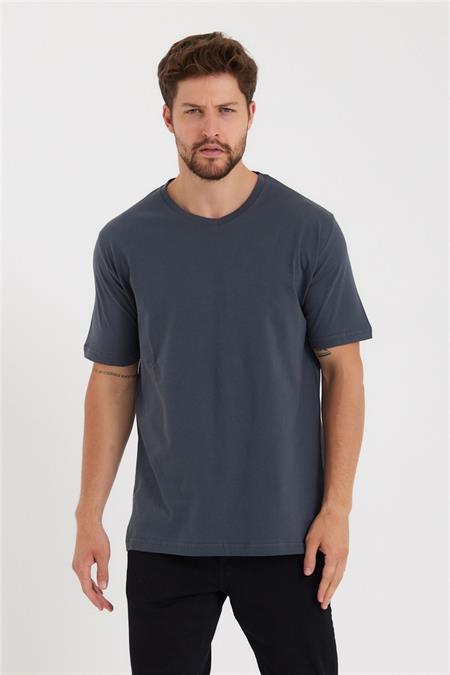 Erkek V Yaka Slim Fit T-shirt-vyktsr33s