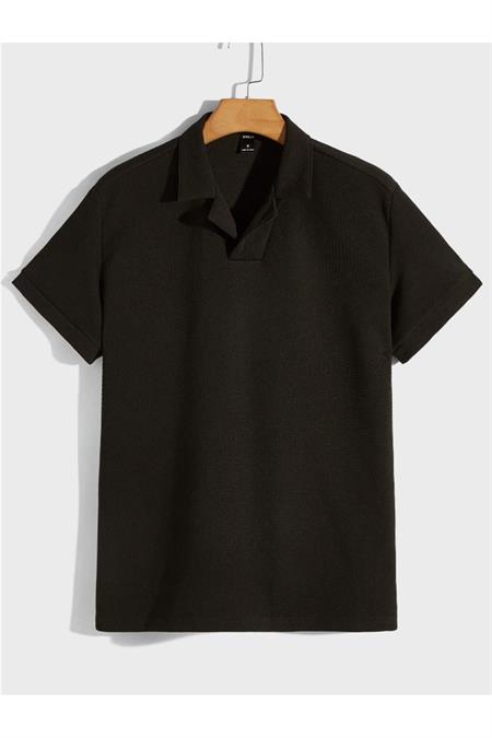 Erkek Kahverengi Waffle Kumaş Regular Polo Yaka T-Shirt