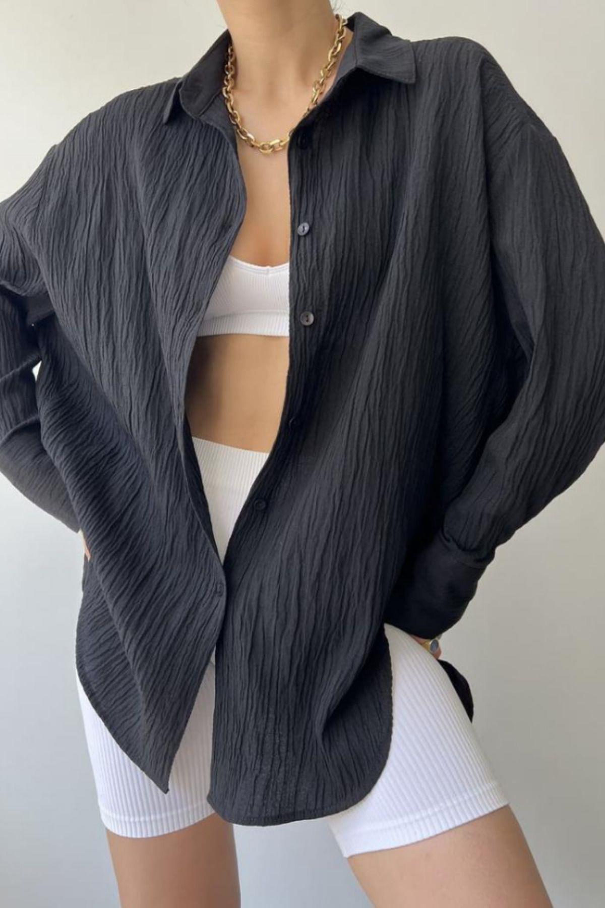 TARZ COOLGömlekBRMCKKDN025Cool Kadın Beyaz Oversize Gömlek