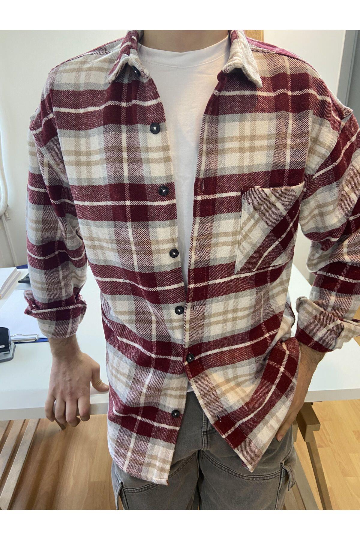 TARZ COOLGömlekTYC0063025156M00ODG001002Kırık Beyaz Erkek Slim Fit Düğmeli Yaka Çift Cepli Düz Oduncu Gömlek