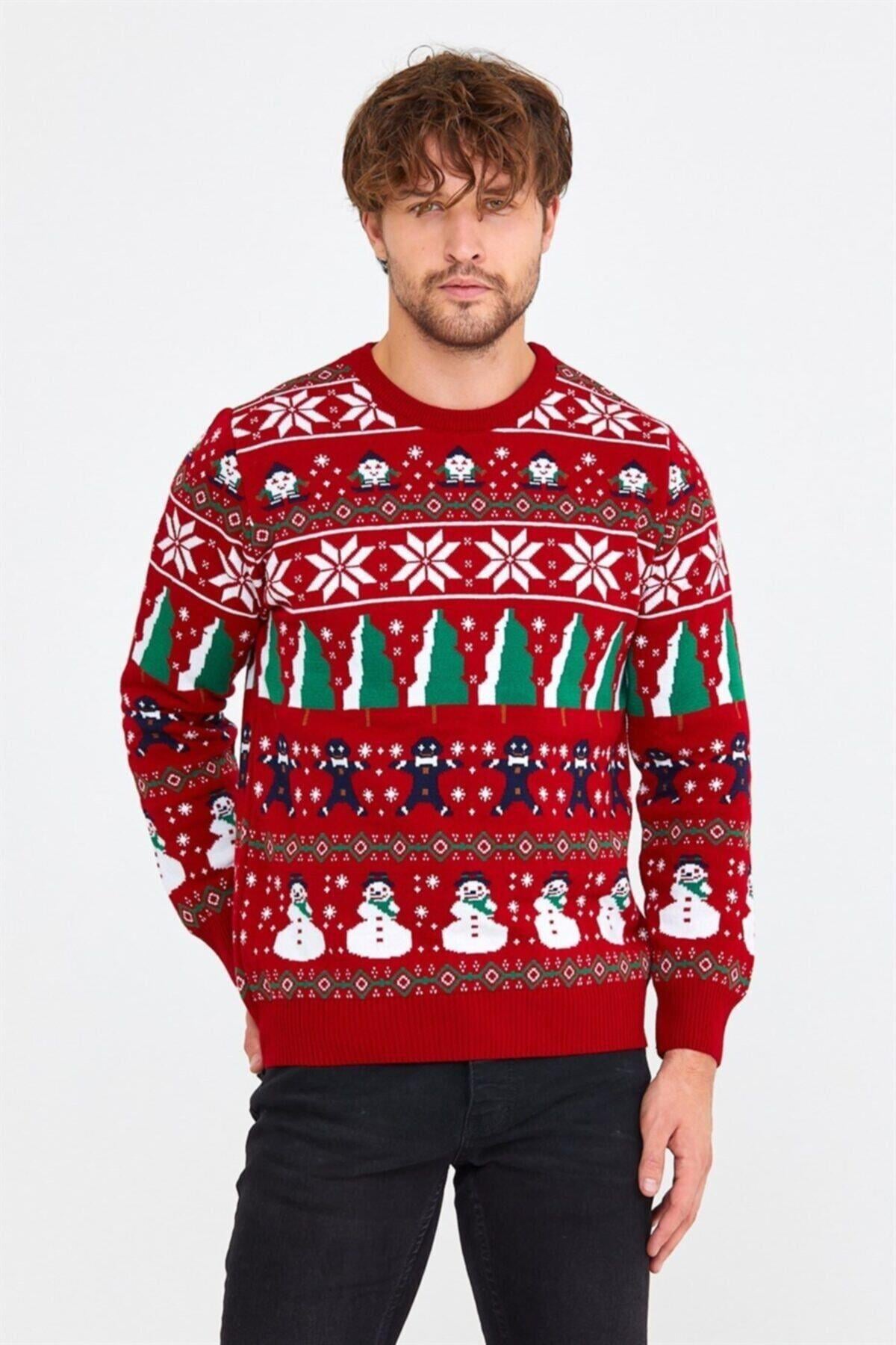 TARZ COOLKazakTX9322570E5818Kırmızı Erkek Christmas Yılbaşı Kazağı-noelkzkr32s