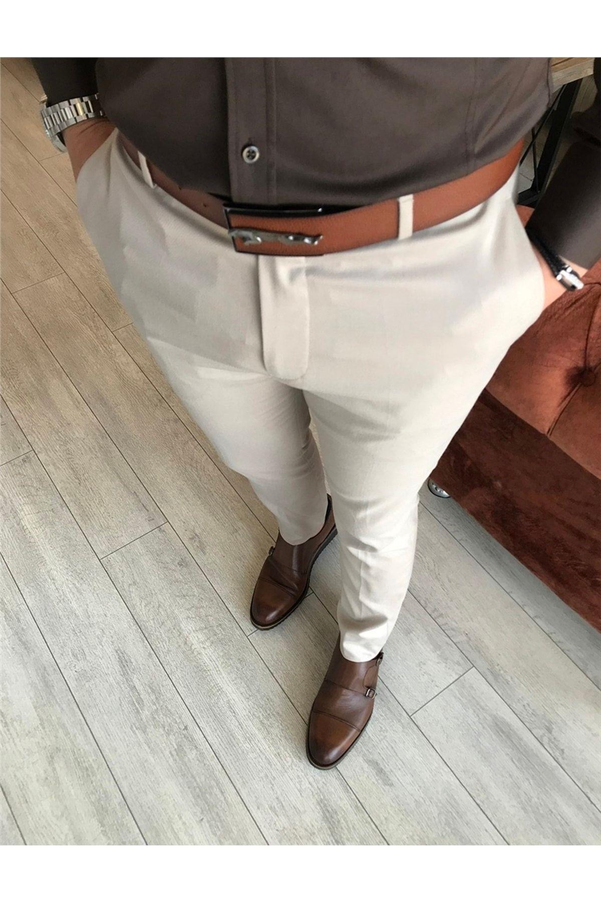 TARZ COOLPantolonKMSKTPNT01R01İtalyan Kesim Slim Fit Mevsimlik Bej Kumaş Pantolon