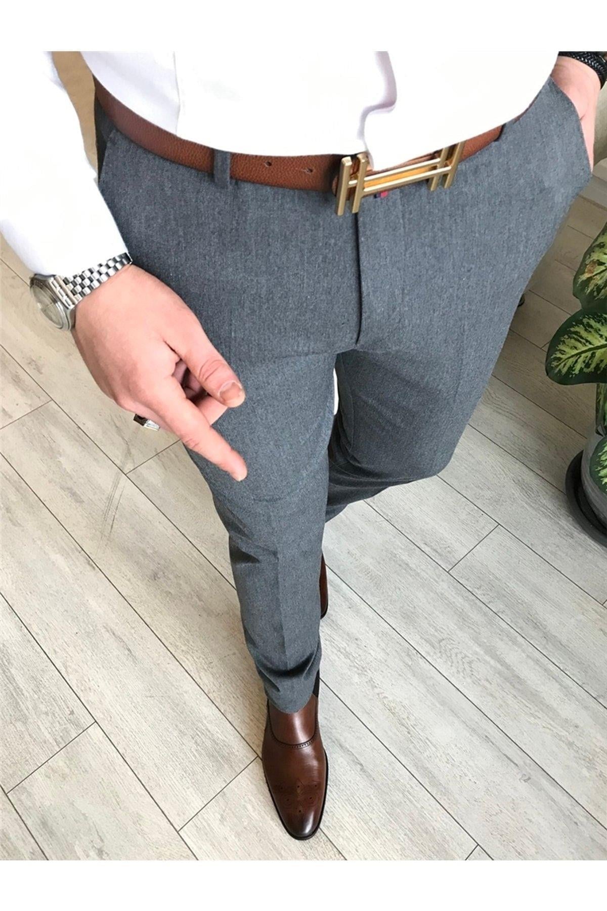 TARZ COOLPantolonKMSKTPNT01R06İtalyan Kesim Slim Fit Mevsimlik Füme Kumaş Pantolon