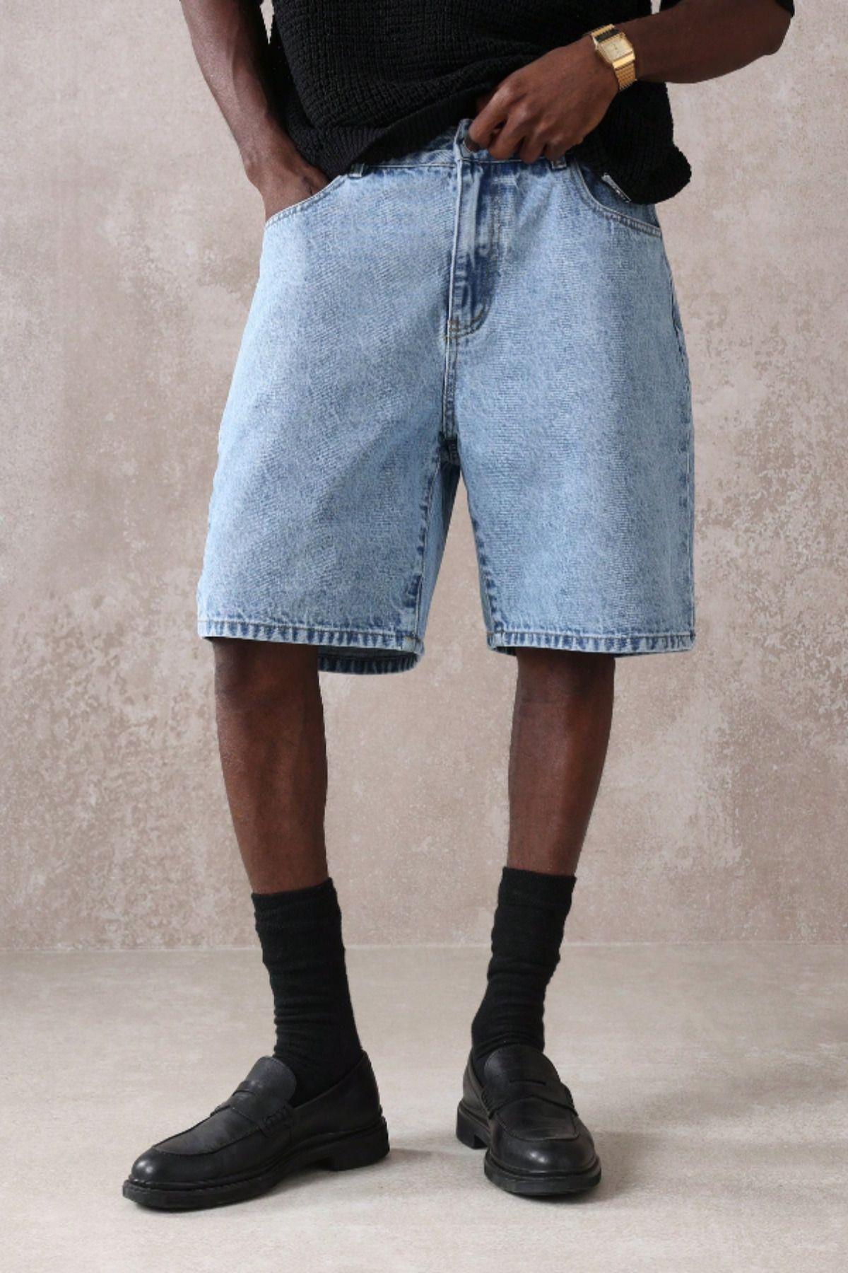 TARZ COOLŞort & BermudaSRSBSRT025Erkek Baggy Fit Kot Şort Antrasit