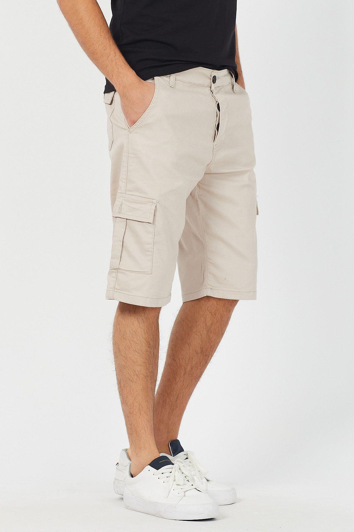 TARZ COOLŞort & BermudaXSRT001Erkek Lacivert Beli Lastikli Cepli Bermuda Şort