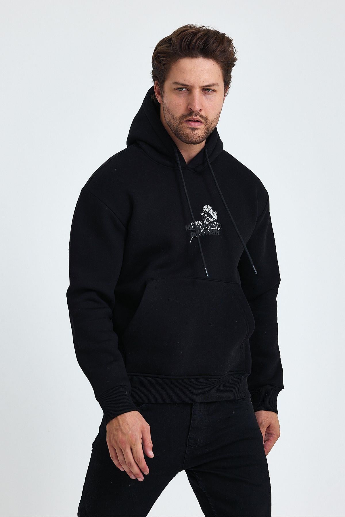 TARZ COOLSweatshirtBEFORETHESWT01Erkek Ön Ve Arka Baskılı Regular Kapüşonlu 3 İplik Şardonlu Sweatshirt