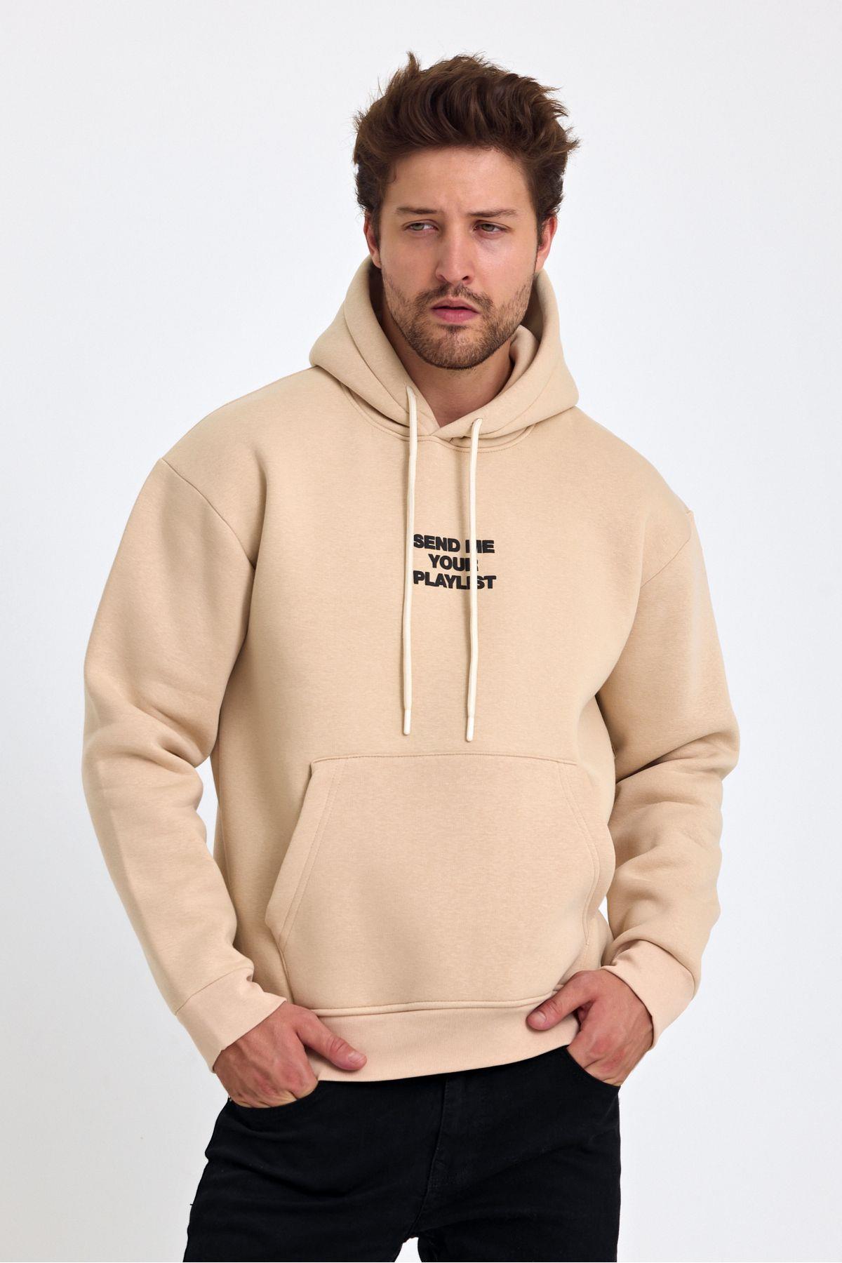 TARZ COOLSweatshirtSENDMESWT01Erkek Yumusaçık Kumaşlı Kapüşonlu Kordonlu Regular Fit Nakışlı Sweatshirt