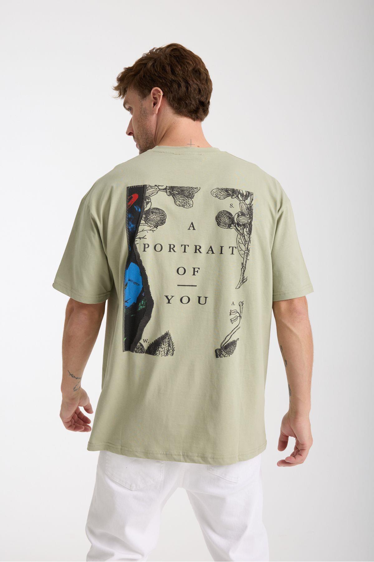 TARZ COOLT-ShirtFUTURETST025Erkek Su Yeşili Future Ön Ve Arka Baskılı Oversize Bisiklet Yaka T-Shirt