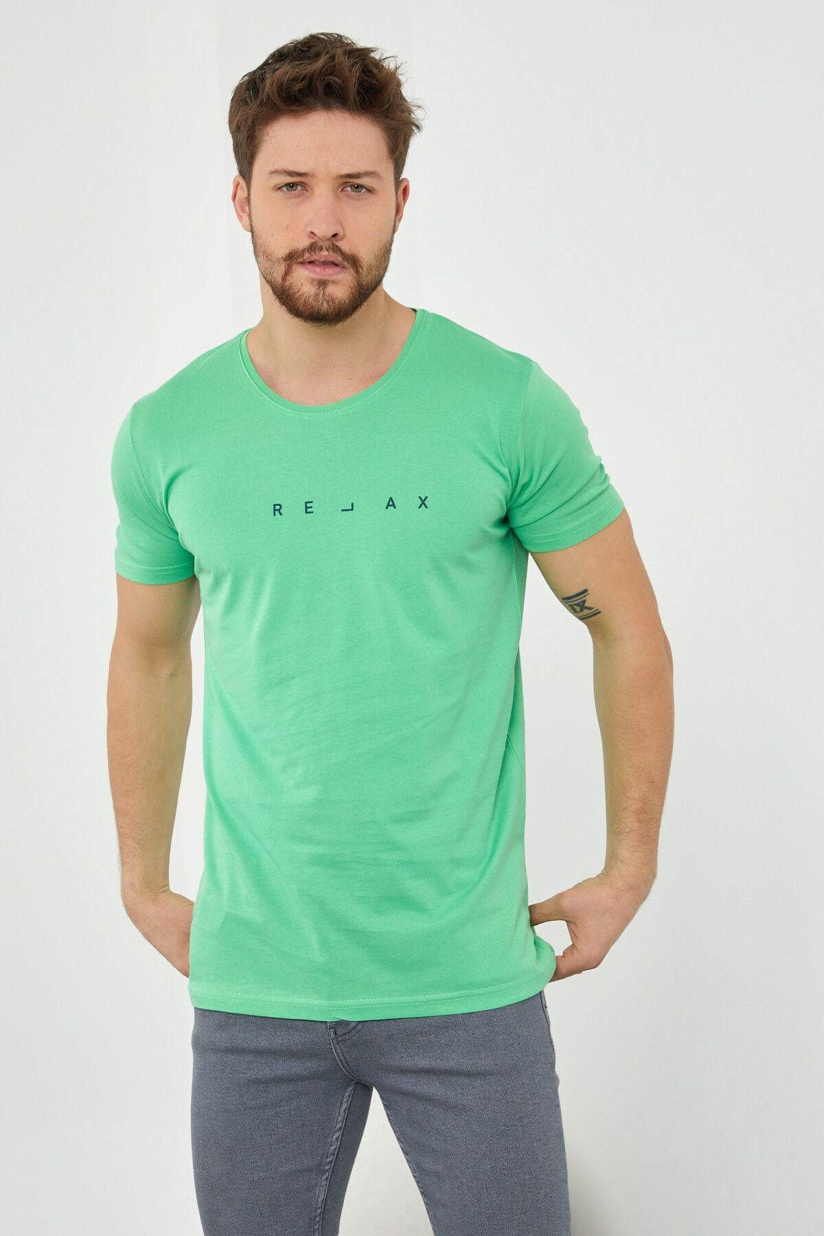 TARZ COOLT-ShirtRLXTSErkek Krem Relax Baskılı Slim Fit T-shirt-rlxtsr26s