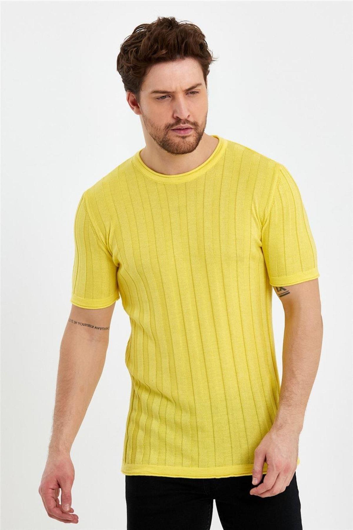 TARZ COOLT-ShirtTRZ10236R05Sarı Erkek Yuvarlak Yaka Örme T-shirt-trz10236r05s
