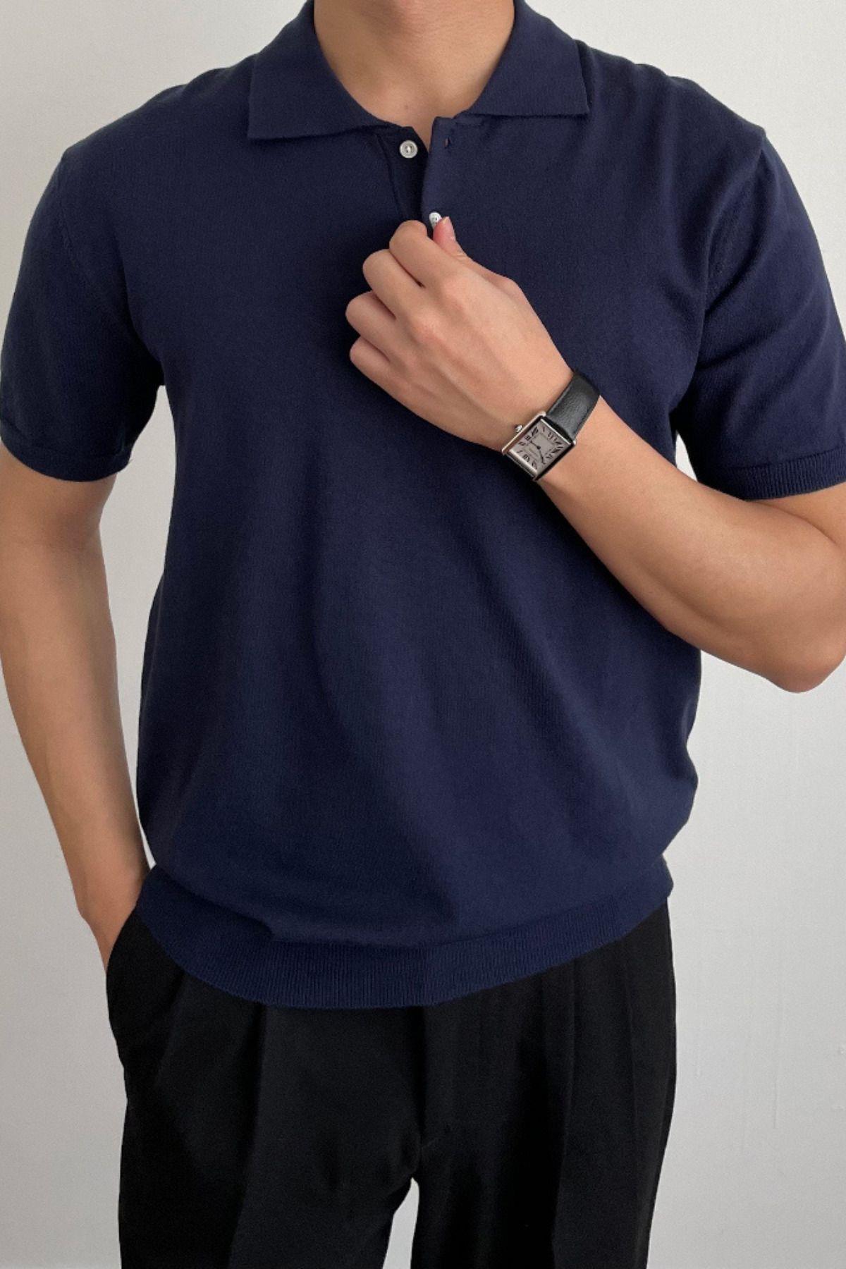 TARZ COOLT-ShirtTRZ19276Erkek Beyaz Düğmeli Regular Fit Triko T-Shirt