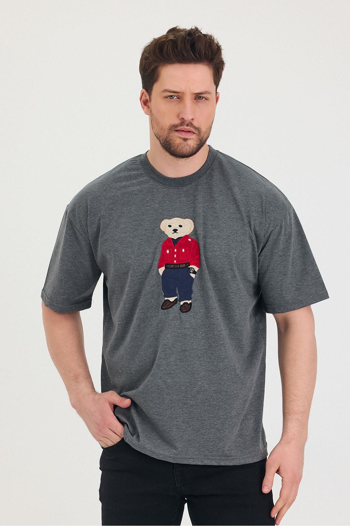 TARZ COOLT-ShirtTSH-U-25SS-009Bisiklet Yaka Oversize Ayıcık Baskılı Salaş Unisex T-Shirt