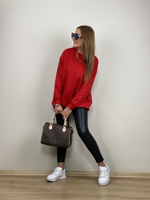 Kırmızı Lastik Detaylı Sweat