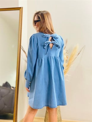 Mavi Sırt Detay Jean Elbise