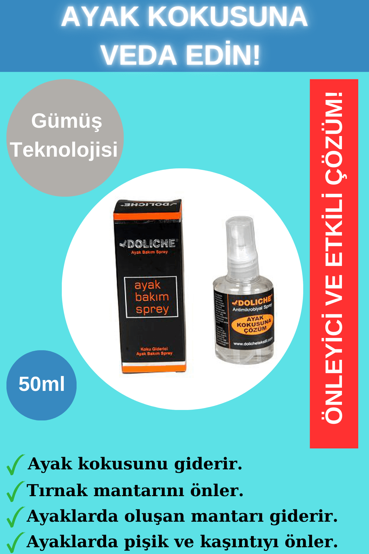 Ayak Kokusu Spreyi | 1 Alana 1 Hediye | Kargo Bizden | 50 ml