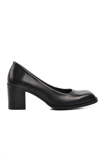 Ayakmod 44273 Siyah Hakiki Deri Kadın Topuklu Ayakkabı Ayakmod Kadın Topuklu Ayakkabı