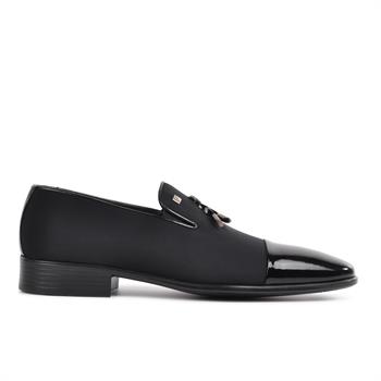 Fosco 2589 Siyah Rugan-Saten Hakiki Deri Erkek Klasik Ayakkabı Fosco Erkek Klasik Ayakkabı