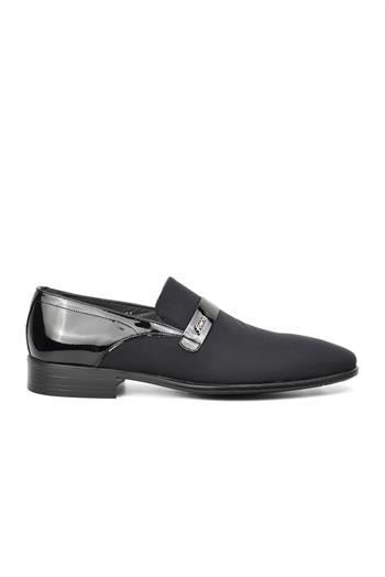 Fosco 9075 Siyah Saten-Siyah Rugan Hakiki Deri Erkek Klasik Ayakkabı Fosco Erkek Klasik Ayakkabı