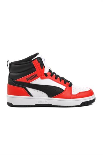 Puma 392326 Rebound V6 Beyaz-Siyah-Kırmızı Unisex Hi Sneaker Puma Kadın Spor Ayakkabı