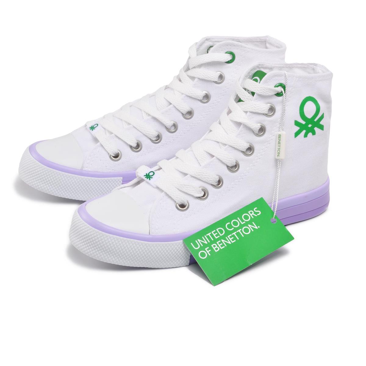 Benetton Bn-30189 Beyaz-Lila Kadın Spor Ayakkabı - Ayakmod