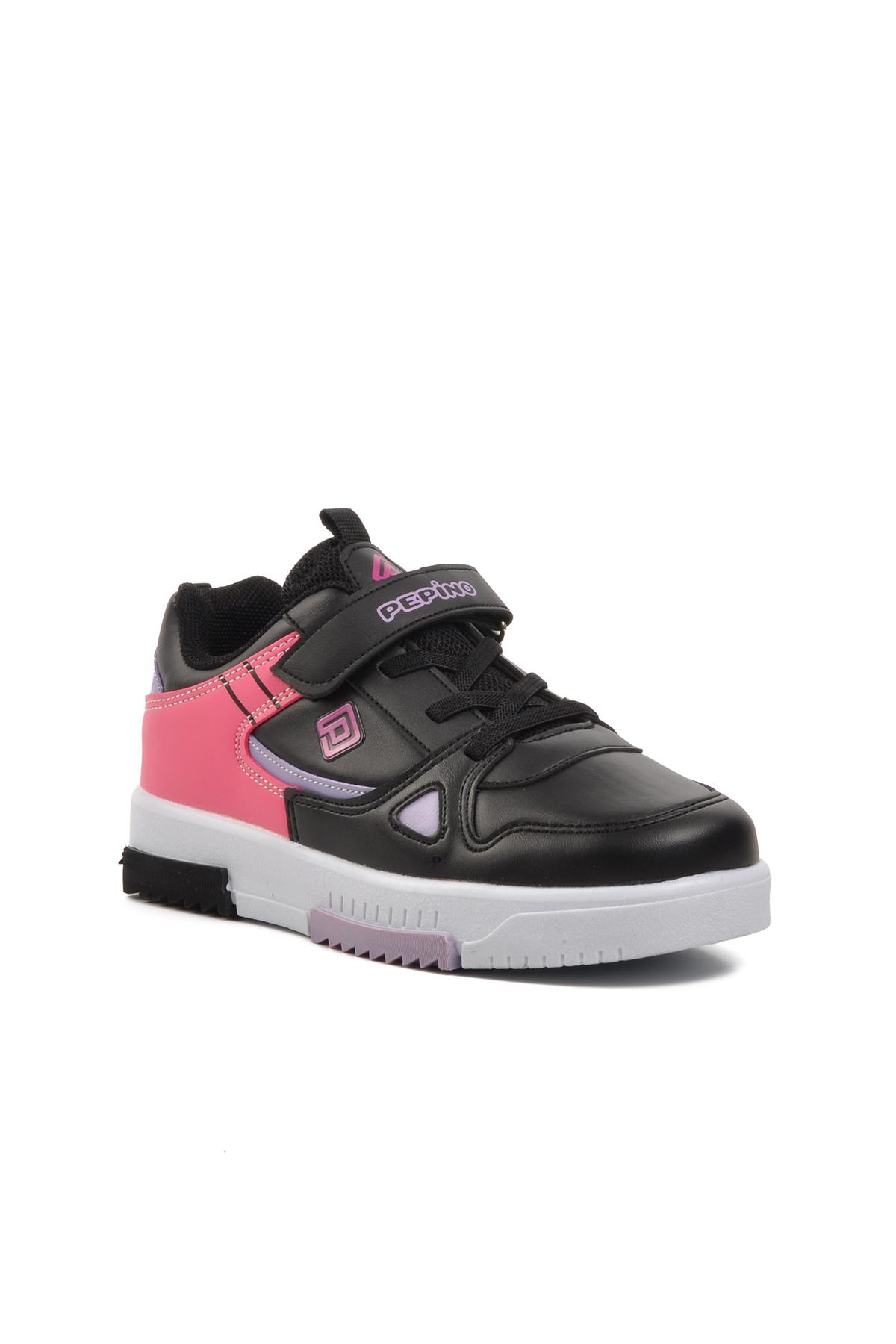 Pepino 1564-F Siyah-Fuşya Cırtlı Çocuk Sneaker Pepino Çocuk Spor Ayakkabı