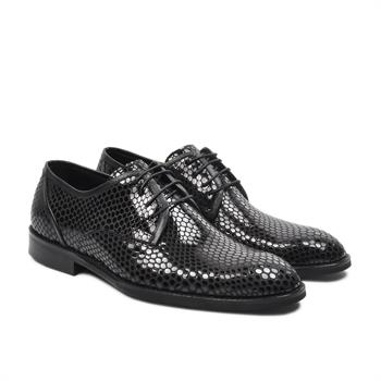 Ayakmod Premium 2301 Siyah Yılan Rugan Deri Erkek Klasik Ayakkabı - Ayakmod