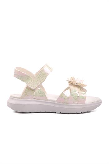 Ayakmod Şng 8010-F Beyaz-Yeşil Cırtlı Kız Çocuk Sandalet Ayakmod Çocuk Sandalet