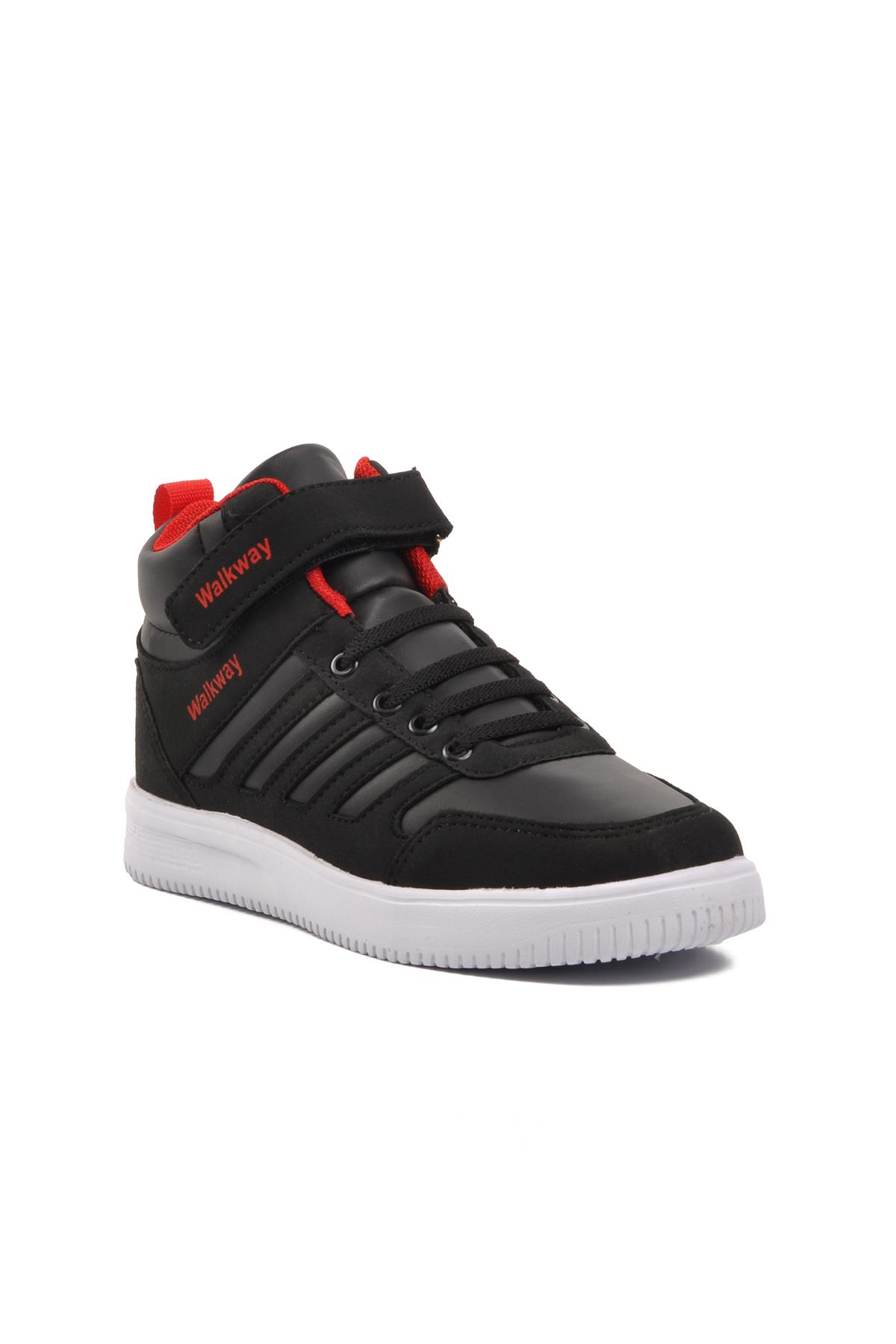 Walkway Mely Hi-F Siyah-Beyaz-Kırmızı Cırtlı Çocuk Hi Sneaker Walkway Çocuk Spor Ayakkabı