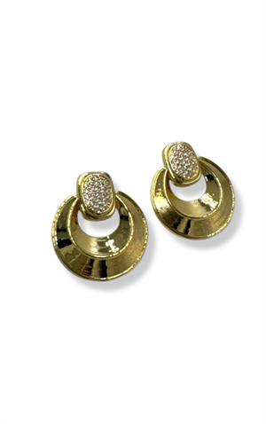 Zirkon Detaylı Gold Küpe