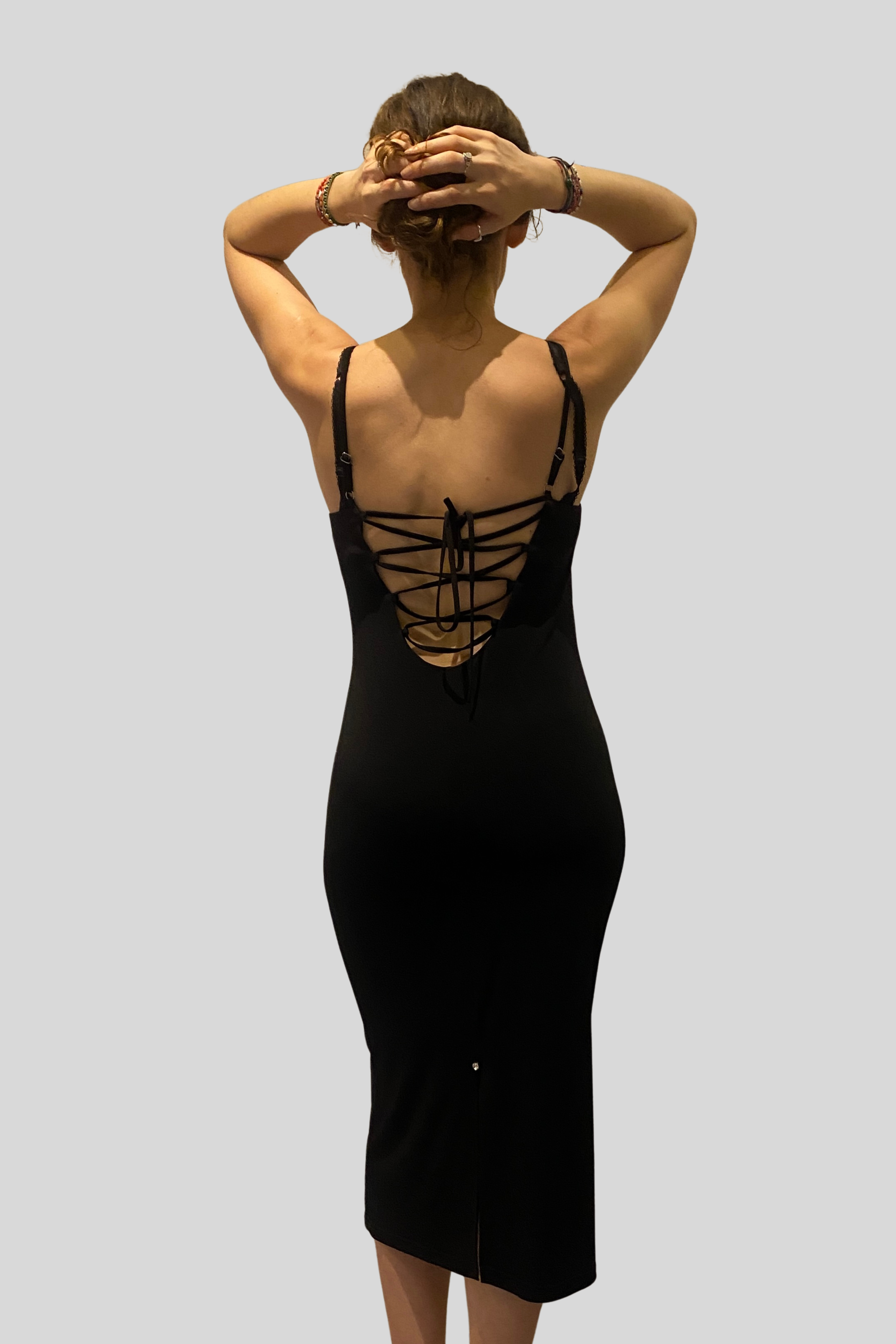 Black Cotton Lycra Tango Dress Beatrix 50 % Discount